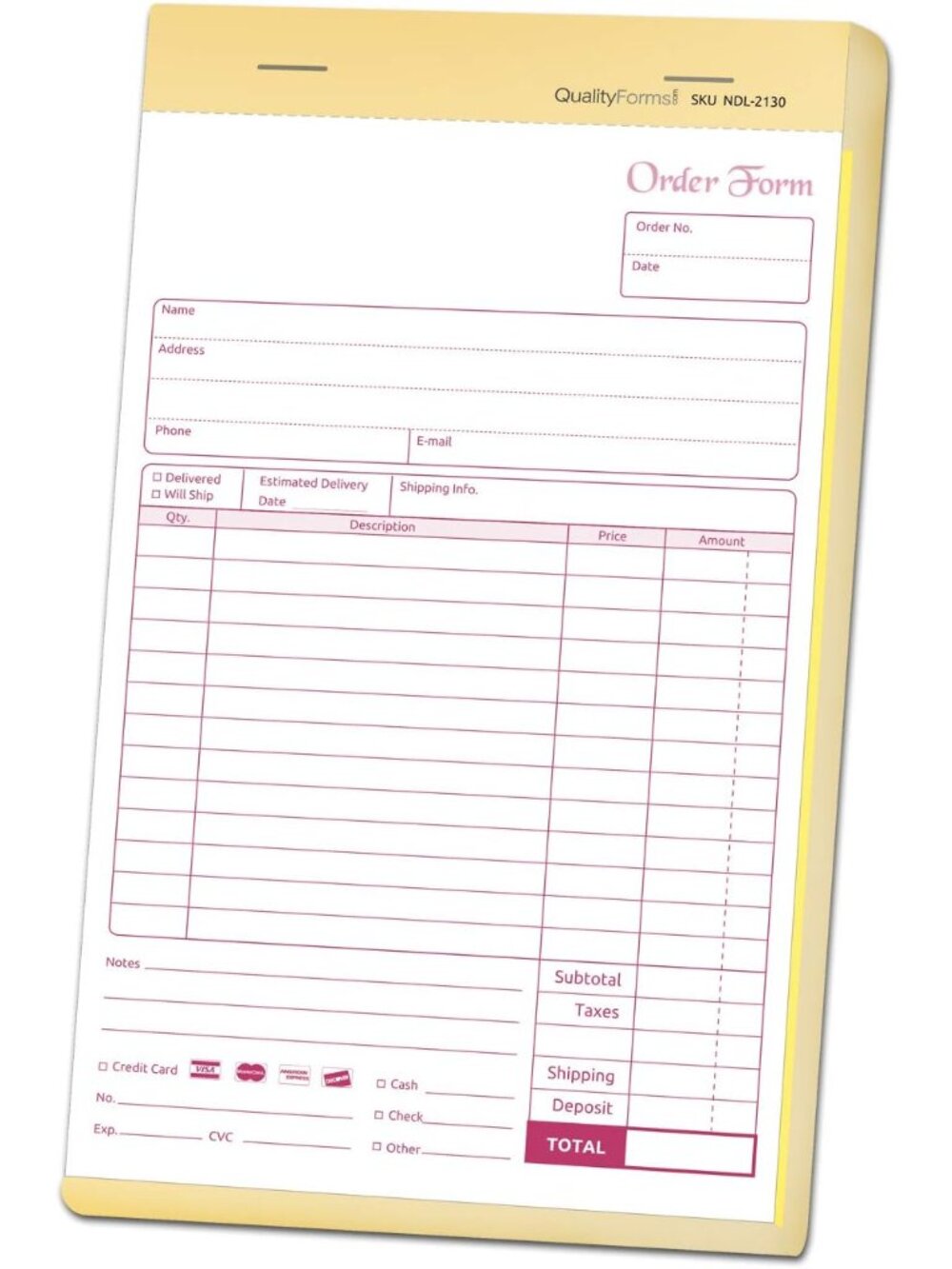 2-Part Carbonless Order Forms 5.5x8.5 Book 50 Sets